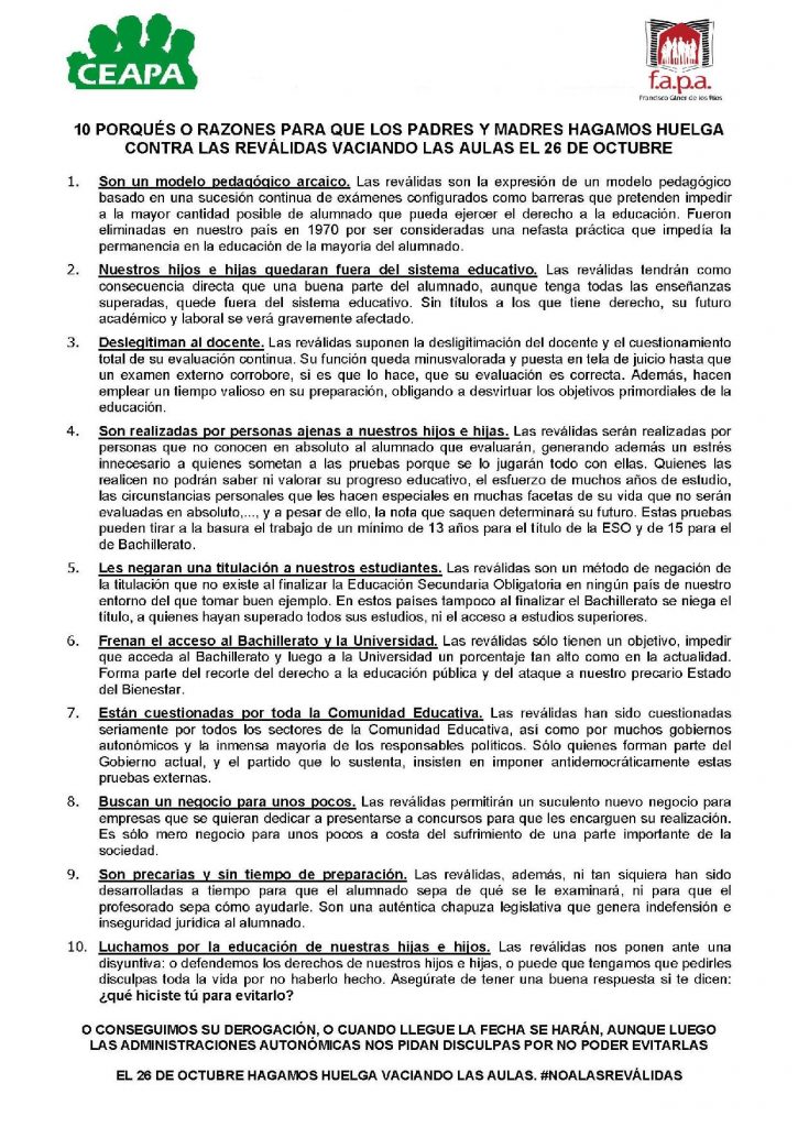 10-porques-o-razones-para-ir-a-la-huelga-contra-las-revalidas